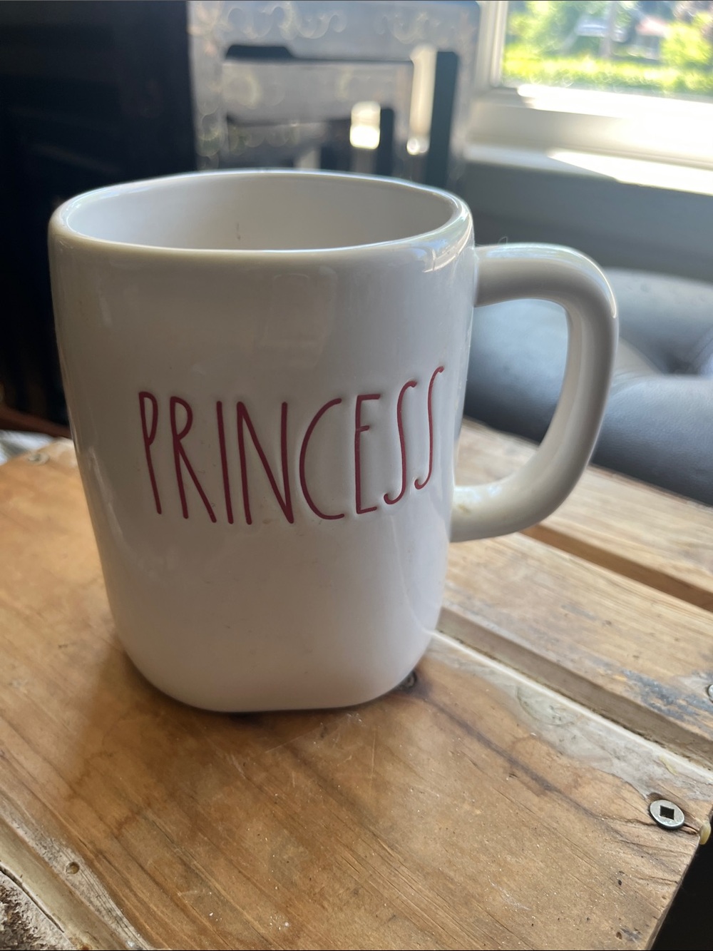 Rae Dunn White Ceramic Mug with Black Stamp